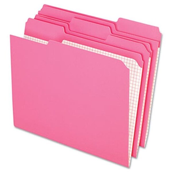 Officespace Two-Ply- Reinforced File Folders- 1/3 Cut- Top Tab- Letter- Pink- 100/Box OF40295 - main